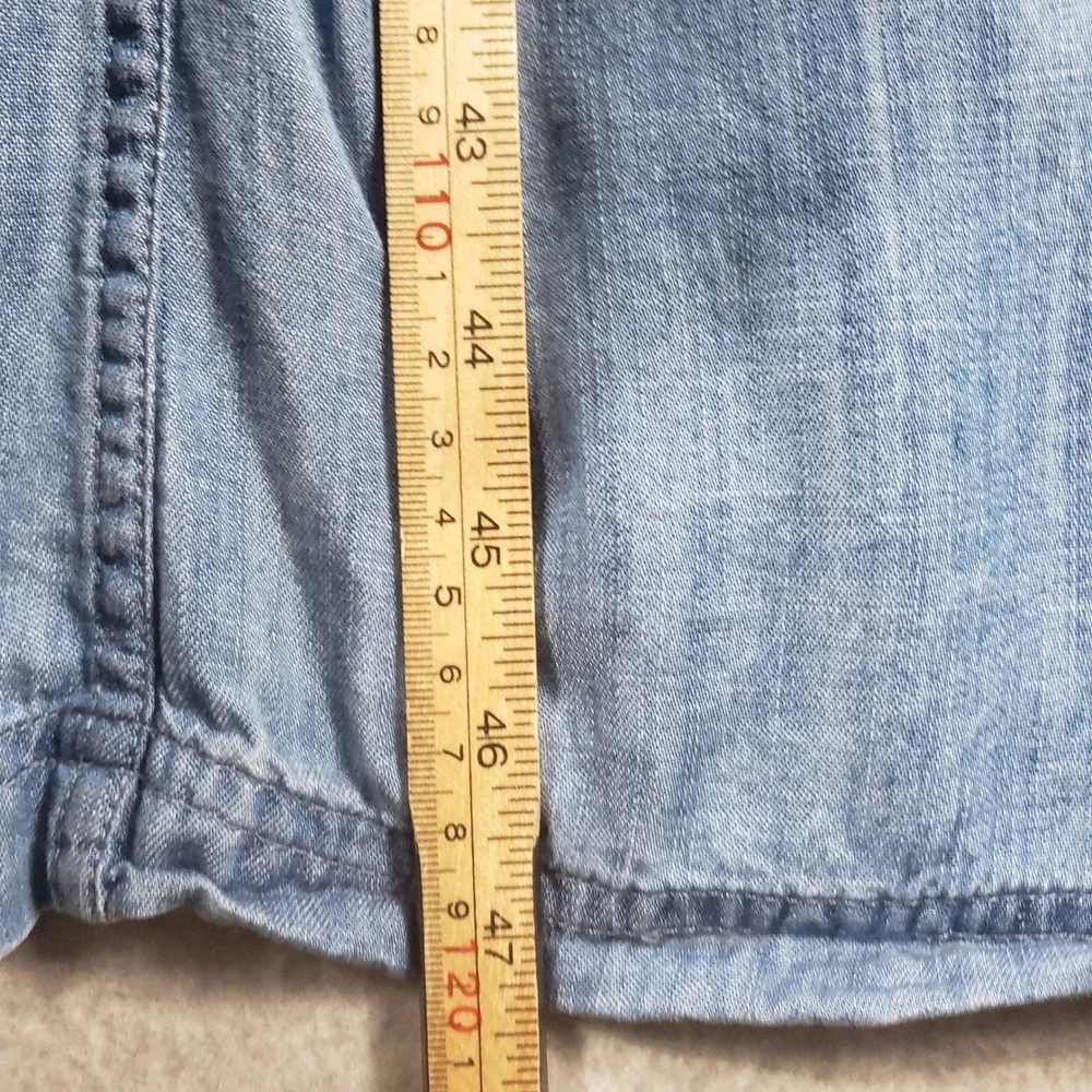 Lands' End Women M Chambray Shirt Dress Blue Denim Short Sleeve Button‎ Front - Picture 5 of 8